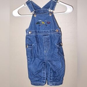 Vintage Baby Sonoma Embroidered Planes Carpenter Overalls, Size 12 Months